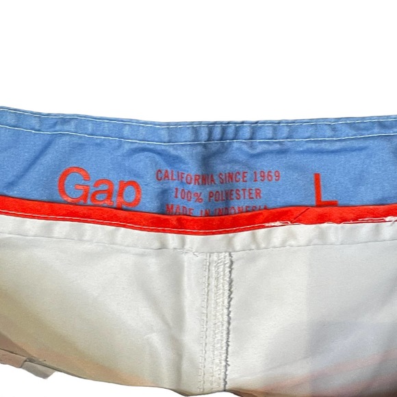 Gap‎ Striped Boardshort Hi-Rise Pockets Hybrid Tie Waist Swim Trunks Men Large - Picture 7 of 8